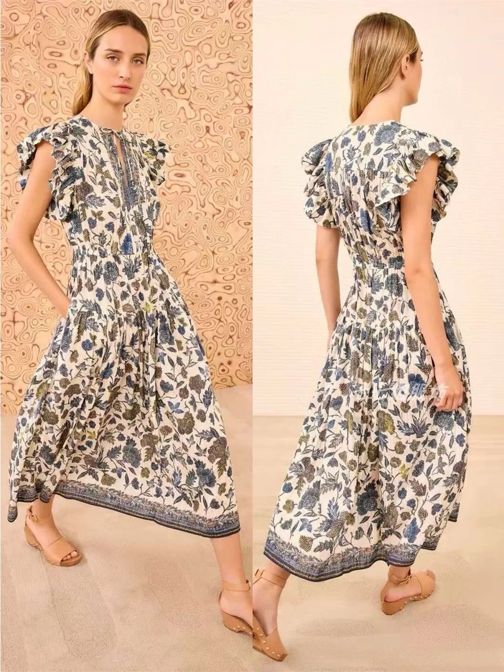 ULLA JOHNSON Kairi flutter sleeve midi dress, US2 4 6 8 - Picture 8 of 8